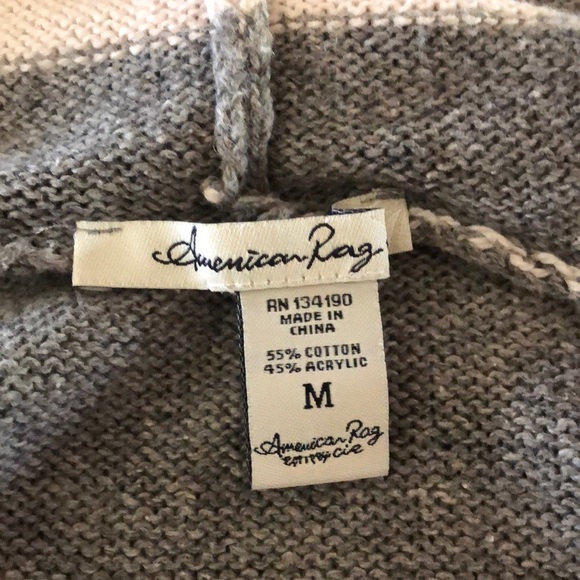 American Rag Gray Striped Hooded Cardigan - Picture 5 of 6